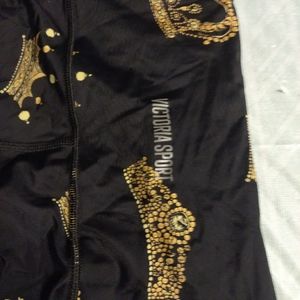 Victoria’s Secret Sport Black Monarch Crown 7/8 Printed  High Rise Tight XL